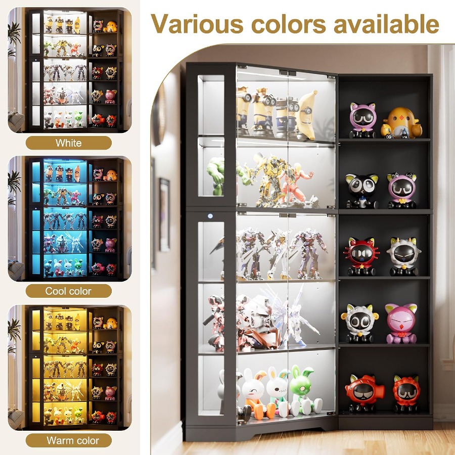 Corner display curio cabinet w - Storage 评论和价格