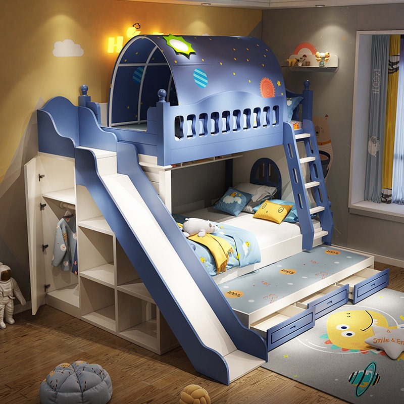 Children's Bed Up and Down Bed - Bunk Bed With Stairs And Slide 评论和价格