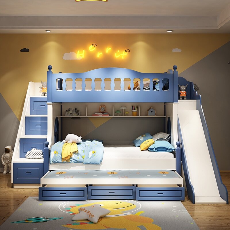 Children's Bed Up and Down Bed - Bunk Bed With Stairs And Slide 评论和价格