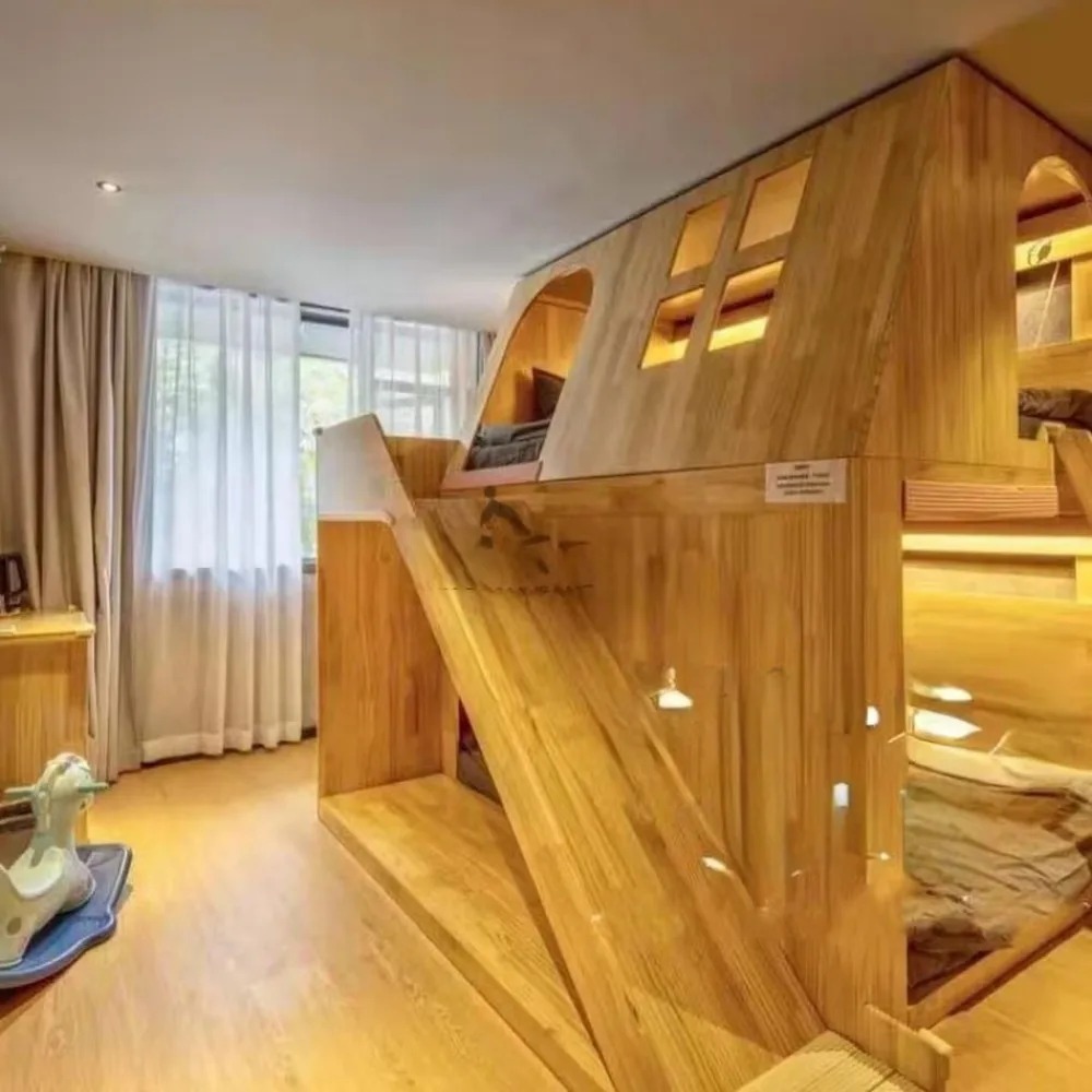 American Solid Wood Kids Tree  - Bunk Bed With Stairs And Slide 评论和价格