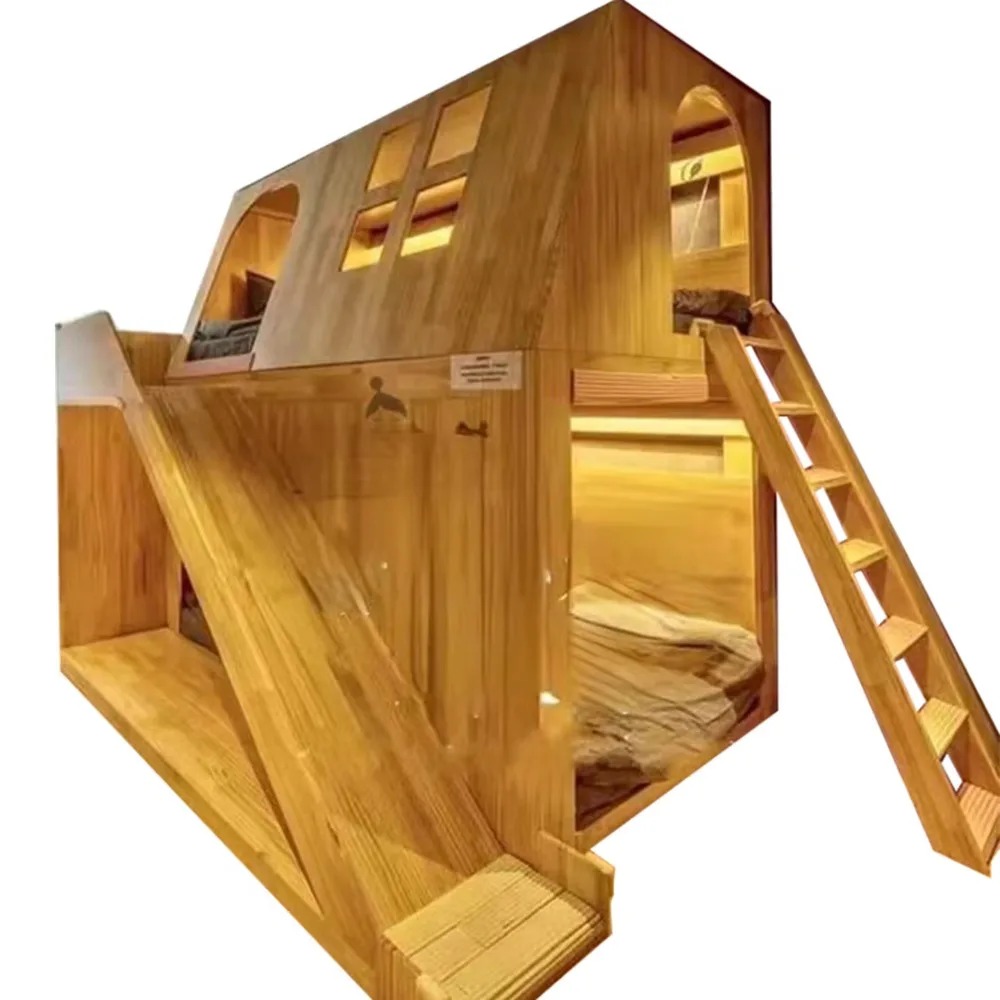 American Solid Wood Kids Tree  - Bunk Bed With Stairs And Slide 评论和价格