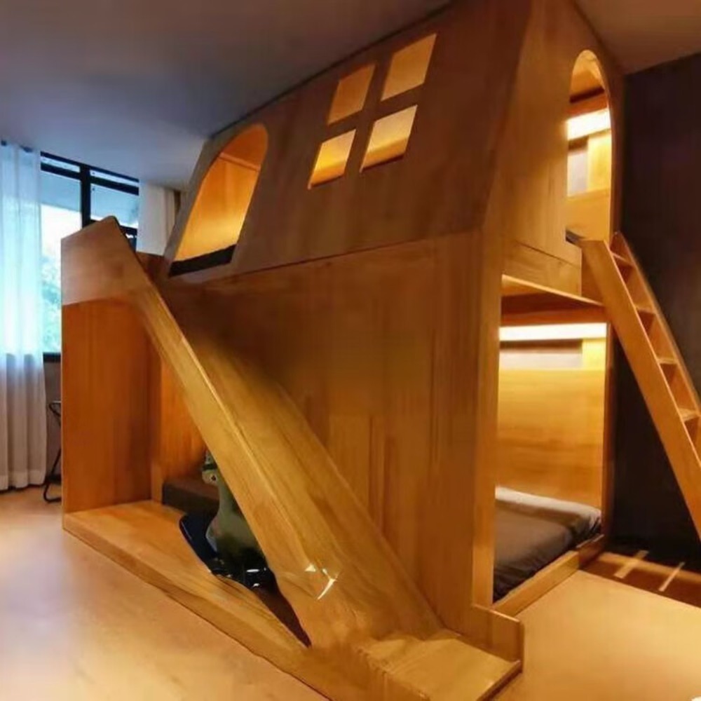 American Solid Wood Kids Tree  - Bunk Bed With Stairs And Slide 评论和价格